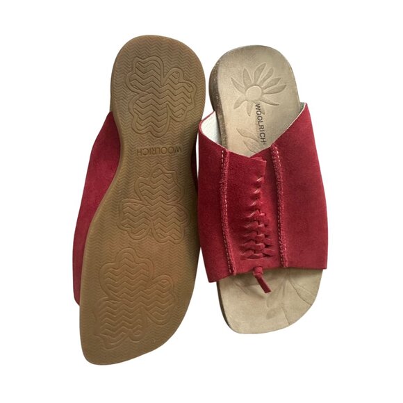 WOOLRICH Red Suede Slide Flats Sandals Size 9 - Picture 5 of 6